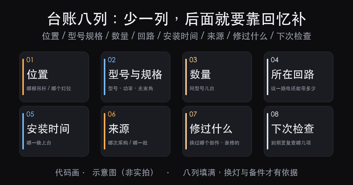 剧场灯光设备收进台账:运营期才知道该换哪一批(图1)