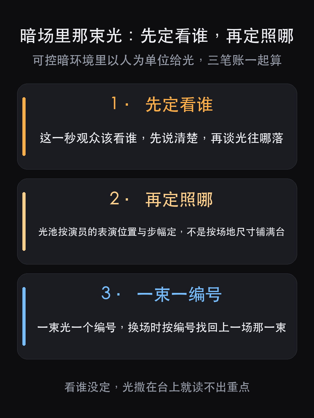 暗场里的定点光:为什么第一步是「先定看谁」,不是排灯(图3)