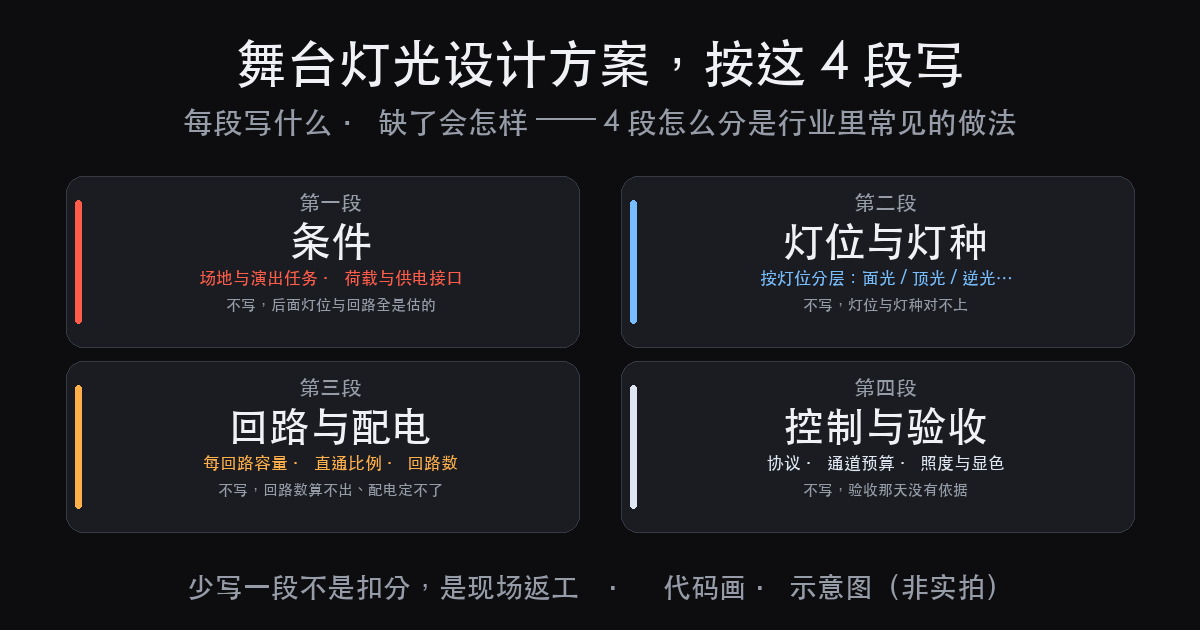 舞台灯光设计方案怎么写:设计师要按这 4 段写才落地(图2)